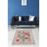 Ontheclouds Kırkyama Patchwork Desenli Etnik Dijital Baskı Yıkanabilir Kaymaz Taban Salon Halı Ve Yollu, 100 x 150 MEG1358PE