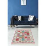 Ontheclouds Kırkyama Patchwork Desenli Etnik Dijital Baskı Yıkanabilir Kaymaz Taban Salon Halı Ve Yollu, 100 x 400 MEG1358PP