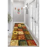 Ontheclouds Kırkyama Patchwork Desenli Etnik Dijital Baskı Yıkanabilir Kaymaz Taban Salon Halı Ve Yollu, 80 x 250