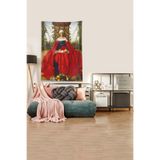 Ontheclouds Kırmızı Anne Ve Bebek Leke Tutmaz Kadife Kumaş Duvar Örtüsü Duvar Halısı Tapestry, 140 x 230