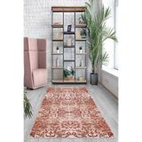 Ontheclouds Kırmızı Çiçek Desenli Yıkanabilir Kaymaz Taban Leke Tutmaz Modern Salon Halısı Ve Yolluk, 80 x 500