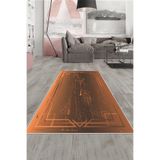 Ontheclouds Kırmızı Geometrik Desen Yıkanabilir Kaymaz Taban Leke Tutmaz Modern Salon Halısı Ve Yolluk, 80 x 50