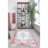 Ontheclouds Kırmızı Göbekli Eskitme Desen Yıkanabilir Kaymaz Taban Leke Tutmaz Modern Salon Halısı Ve Yolluk, 60 x 200