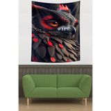 Ontheclouds Kırmızı Siyah Baykuş Yıkanabilir Leke Tutmaz Kumaş Duvar Örtüsü Duvar Halısı Tapestry, 70 x 70