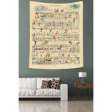 Ontheclouds Kış Temalı Nota Leke Tutmaz Kumaş Duvar Örtüsü Duvar Halısı Tapestry, 140 x 230