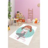 Ontheclouds Kitap Okuyan Insan Desenli Dijital Baskı Yıkanabilir Kaymaz Taban Çocuk Odası Halısı, 120 x 160