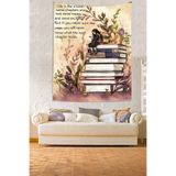 Ontheclouds Kitap Okuyan Kız Kitaplık Temalı Leke Tutmaz Kumaş Duvar Örtüsü Duvar Halısı Tapestry, 100 x 140