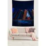 Ontheclouds Kitaplık Duvar Rafında Ev Leke Tutmaz Kumaş Duvar Örtüsü Duvar Halısı Tapestry, 140 x 140