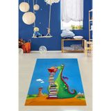 Ontheclouds Kitaptan Kule Yapan Şövalye Ve Dinozor Yıkanabilir Kaymaz Taban Leke Tutmaz Çocuk Odası Halısık, 40 x 40