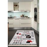 Ontheclouds Kitchen Desenli Dijital Baskılı Kaymaz Taban Yıkanabilir Leke Tutmaz Mutfak Halısı Gri, 80 x 400