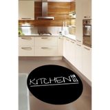 Ontheclouds Kitchen Yazılı Siyah Dijital Baskı Yıkanabilir Kaymaz Taban Modern Mutfak Halısı, 60 x 60