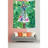 Ontheclouds Kız Ve Çiçek Desenleri Leke Tutmaz Kumaş Duvar Örtüsü Duvar Halısı Tapestry, 100 x 140