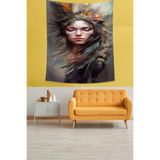 Ontheclouds Kızılderili Kız Leke Tutmaz Kumaş Duvar Örtüsü Duvar Halısı Tapestry, 100 x 140