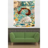 Ontheclouds Kızın Renkli Dünyası Leke Tutmaz Kumaş Duvar Örtüsü Duvar Halısı Tapestry, 70 x 100