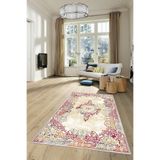Ontheclouds Klasik Işleme Desenli Vintage Dijital Baskı Yıkanabilir Kaydırmaz Taban Modern Salon Halısı, 130 x 180