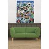 Ontheclouds Komik Iskelet Ikonlu Leke Tutmaz Kadife Kumaş Duvar Örtüsü Duvar Halısı Tapestry, 140 x 230