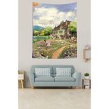 Ontheclouds Köyde Bahar Çiçekleri Sanatsal Renkli Leke Tutmaz Kumaş Duvar Örtüsü Duvar Halısı Tapestry, 100 x 140
