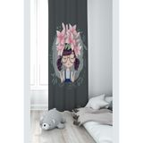 ontheclouds Koyu Gri Prenses Desenli Dijital Baskı Fon Perdesi, 70 x 200, FONPRD12, gri-pembe