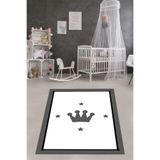 Ontheclouds Kral Tacı Yıldız Desenli Dijital Baskı Yıkanabilir Kaymaz Leke Tutmaz Bebek Odası Halısı, 100 x 400