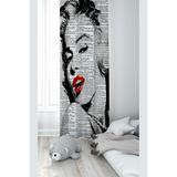 ontheclouds Krem Marilyn Monroe Desenli Fon Perdesi, 70 x 270, FONPRD11, gri-kırmızı