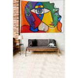 Ontheclouds Kübik Çizim Portre Leke Tutmaz Kadife Dokulu Kumaş Duvar Örtüsü Duvar Halısı Tapestry, 70 x 100