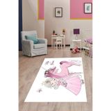 Ontheclouds Küçük Prenses Unicorn Desenli Dijital Baskı Yıkanabilir Kaymaz Taban Çocuk Ve Bebek Odası Halısı, 60 x 200