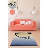 Ontheclouds Kuş Desenli Dijital Baskı Yıkanabilir Kaymaz Taban Modern Salon Halı, 80 x 600