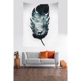 Ontheclouds Kuş Tüyü Içerisinde Manzara Detayları Geyik Leke Tutmaz Kumaş Duvar Örtüsü Duvar Halısı Tapestry, 35 x 50