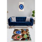 Ontheclouds Kütük Desenli Dijital Baskı Yıkanabilir Kaymaz Taban Modern Salon Halı Ve Yolluk, 80 x 400