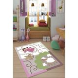 Ontheclouds Kuzu Ve Melek Desenli Renkli Dijital Baskı Yıkanabilir Kaymaz Taban Çocuk Odası Halısı, 160 x 240