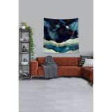 Ontheclouds Lacivert Ay Desenli Leke Tutmaz Kadife Kumaş Duvar Örtüsü Duvar Halısı Tapestry, 140 x 140