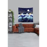 Ontheclouds Lacivert Ay Tutulması Leke Tutmaz Kadife Kumaş Duvar Örtüsü Duvar Halısı Tapestry, 140 x 140
