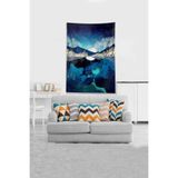 Ontheclouds Lacivert Ayın Serüveni Leke Tutmaz Kadife Kumaş Duvar Örtüsü Duvar Halısı Tapestry, 140 x 230, 140 x 230 DWLL336C