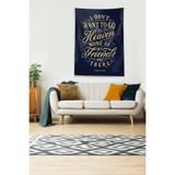 Ontheclouds Lacivert Oscar Wilde Saying Leke Tutmaz Kadife Kumaş Duvar Örtüsü Duvar Halısı Tapestry, 140 x 230