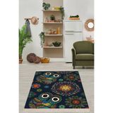 Ontheclouds Mandala Baykuş Desenli Çiçekli Dijital Baskı Yıkanabilir Kaymaz Taban Etnik Salon Halısı Ve Yolluk, 100 x 300