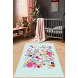 Ontheclouds Mandala Çiçekler Içerisinde Minik Tavşan Yıkanabilir Kaymaz Taban Leke Tutmaz Çocuk Odası Halısık, 100 x 500