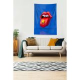 Ontheclouds Mavi Ağızdaki Placebo Lego Leke Tutmaz Kadife Kumaş Duvar Örtüsü Duvar Halısı Tapestry, 100 x 140
