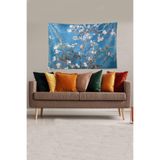 Ontheclouds Mavi Almond Blossom Leke Tutmaz Kadife Kumaş Duvar Örtüsü Duvar Halısı Tapestry, 70 x 100