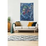 Ontheclouds Mavi Anne Silüet Leke Tutmaz Kadife Kumaş Duvar Örtüsü Duvar Halısı Tapestry, 140 x 230