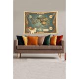 Ontheclouds Mavi Avatar Dünya Haritası Leke Tutmaz Kadife Kumaş Duvar Örtüsü Duvar Halısı Tapestry, 140 x 140