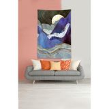 Ontheclouds Mavi Ay Tutulması Leke Tutmaz Kadife Kumaş Duvar Örtüsü Duvar Halısı Tapestry, 70 x 100, 70 x 100 DWLL325A