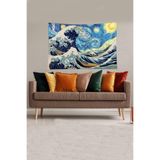 Ontheclouds Mavi-Beyaz Katsushika Hokusai Serisi Leke Tutmaz Kadife Kumaş Duvar Örtüsü Duvar Halısı Tapestry, 35 x 50