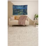 Ontheclouds Mavi Gece Ve Yakamoz Desenli Leke Tutmaz Kadife Kumaş Duvar Örtüsü Duvar Halısı Tapestry, 140 x 140