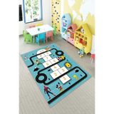Ontheclouds Mavi Seksek Desenli Eğitici Yıkanabilir Kaymaz Taban Leke Tutmazbebek Ve Çocuk Odası Halısı, 120 x 160