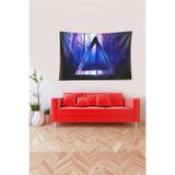 Ontheclouds Mavi Üçgen Desenli Leke Tutmaz Kadife Kumaş Duvar Örtüsü Duvar Halısı Tapestry, 70 x 100