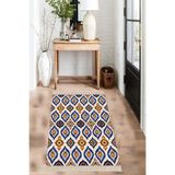 Ontheclouds Mavi Yıkanabilir Kaymaz Taban Etnik Kilim, 80 x 50