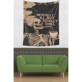 Ontheclouds Mentally Ill But Totally Chill Leke Tutmaz Kumaş Duvar Örtüsü Duvar Halısı Tapestry, 70 x 100