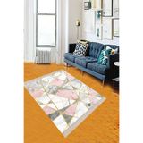 Ontheclouds Mermer Desenli Gold Şeritli Dijital Baskı Yıkanabilir Kaymaz Taban Kilim Model Salon Halısı, 120 x 160