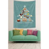 Ontheclouds Merry Christmas Temalı Leke Tutmaz Kumaş Duvar Örtüsü Duvar Halısı Tapestry, 100 x 140