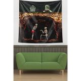 Ontheclouds Mezarın Altındaki Iskeletler Sevgi Temalı Komik Leke Tutmaz Kumaş Duvar Örtüsü Duvar Halısı Tapestry, 100 x 100